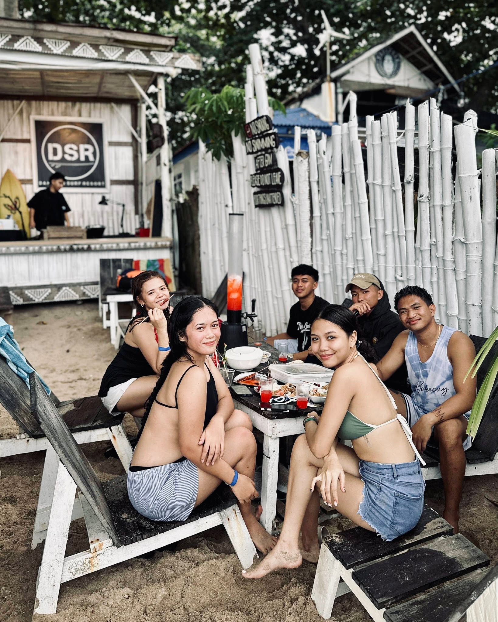 Friends at a beach cafe