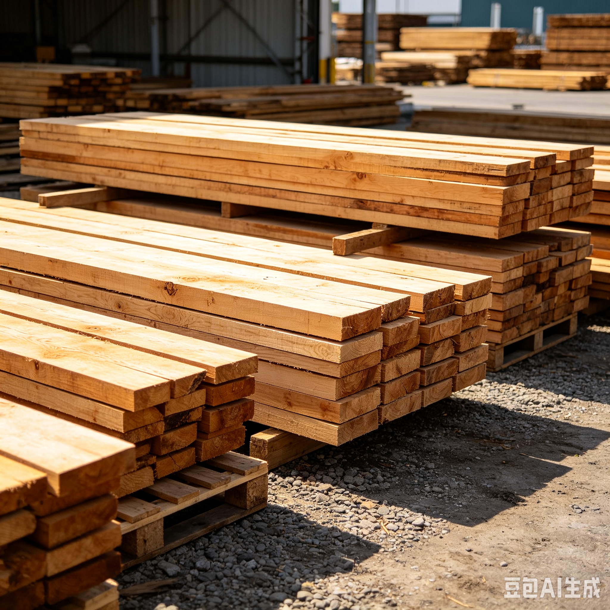 Stacked commercial timber logs