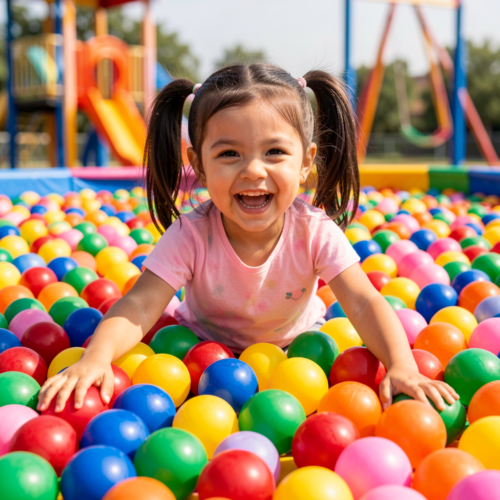 Girl in ball pit