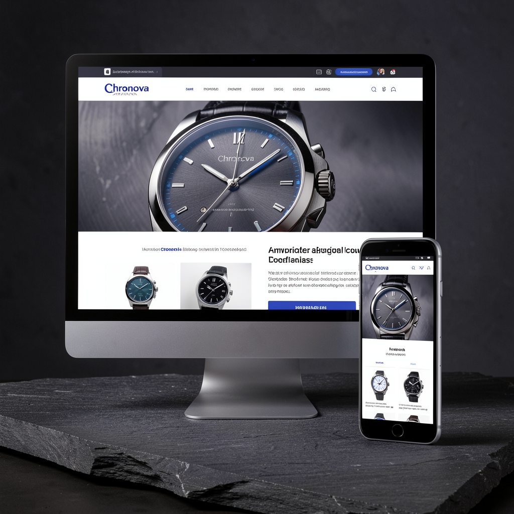Chronova watch website device mockup