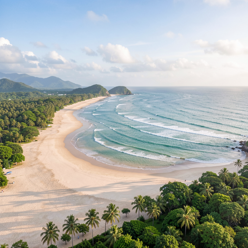 Wide tropical scenery at Dahican Beach