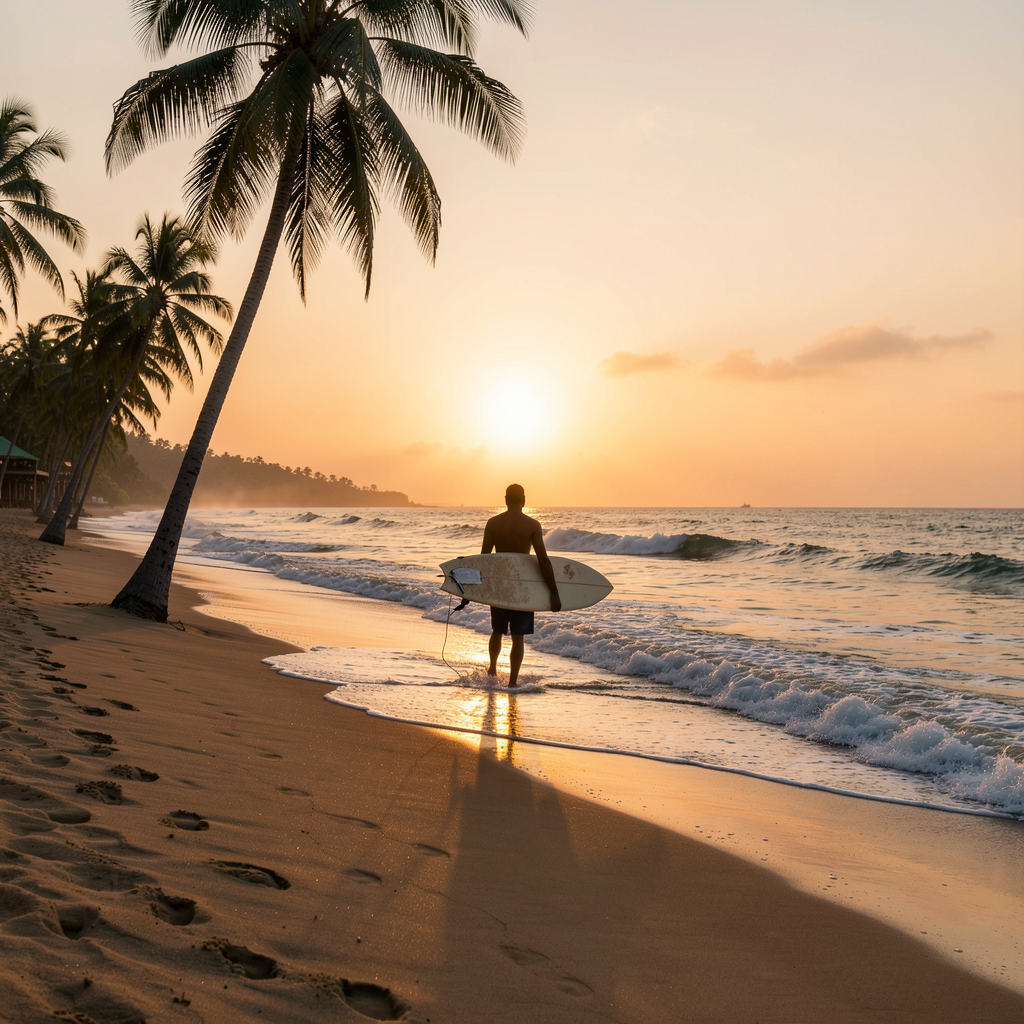 Surfer walking toward waves in Dahican