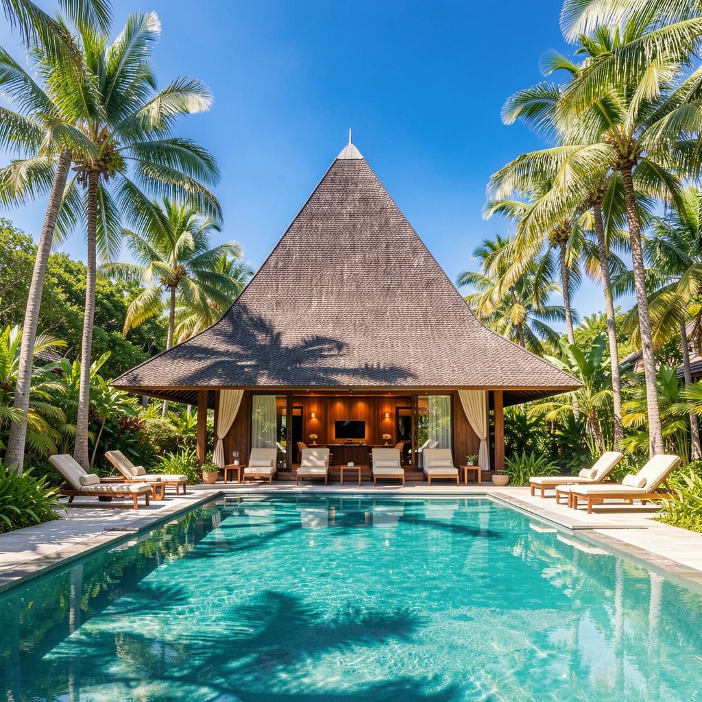 Oceanview tropical pool pavilion