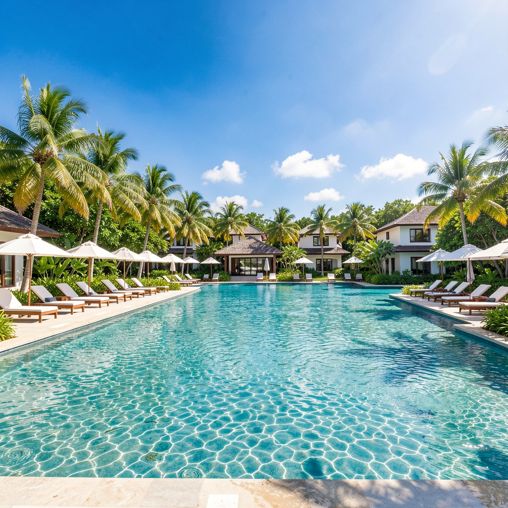 Lagoon pool and villas