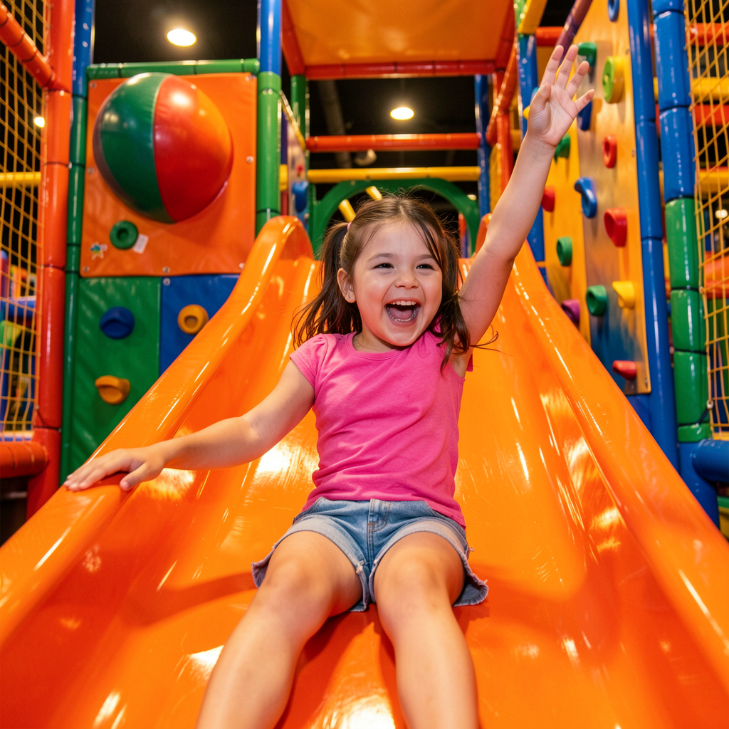 Girl on slide