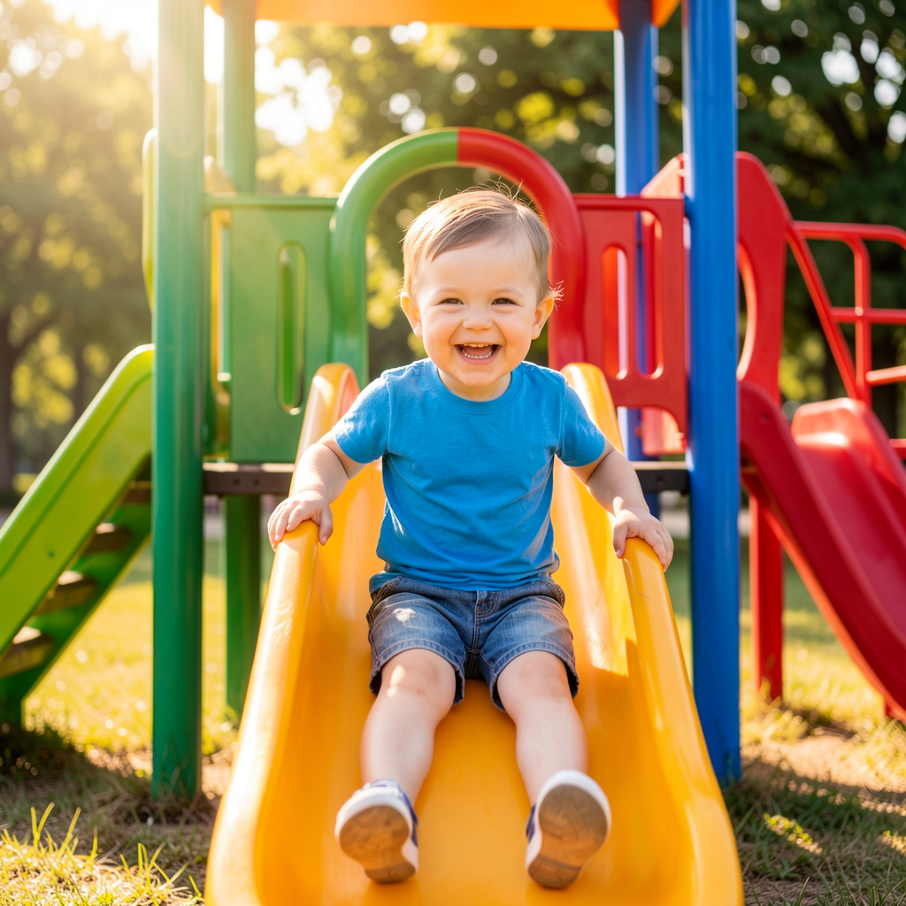 Toddler riding slide