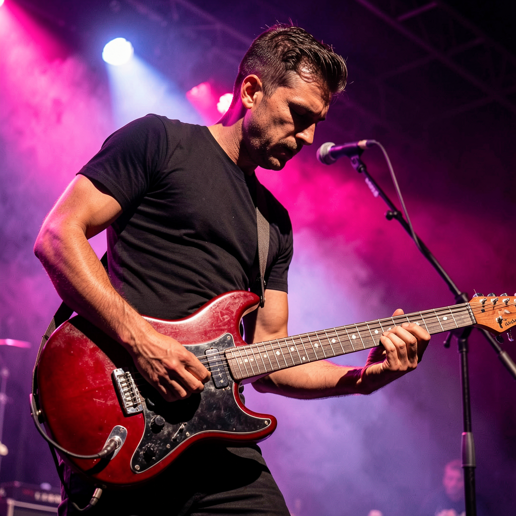 Guitarist performing live