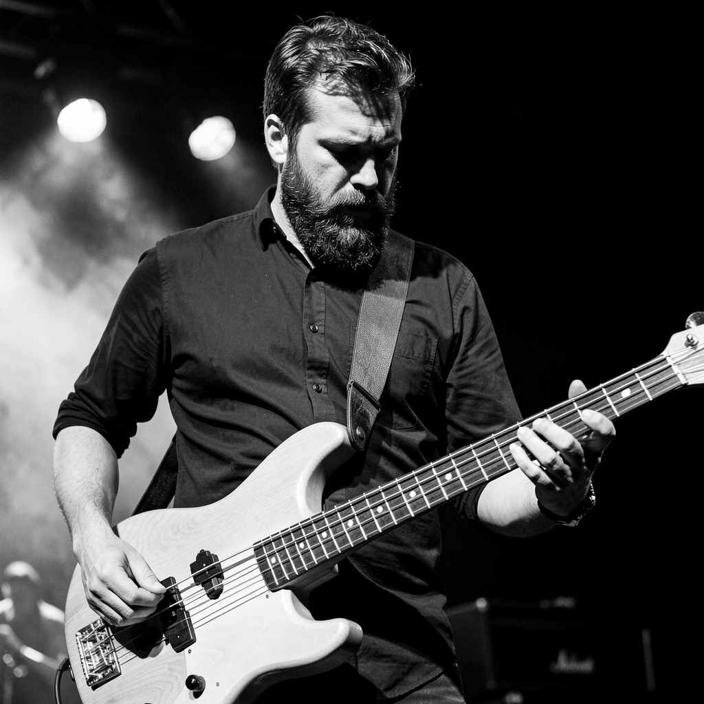 Bass guitarist performing