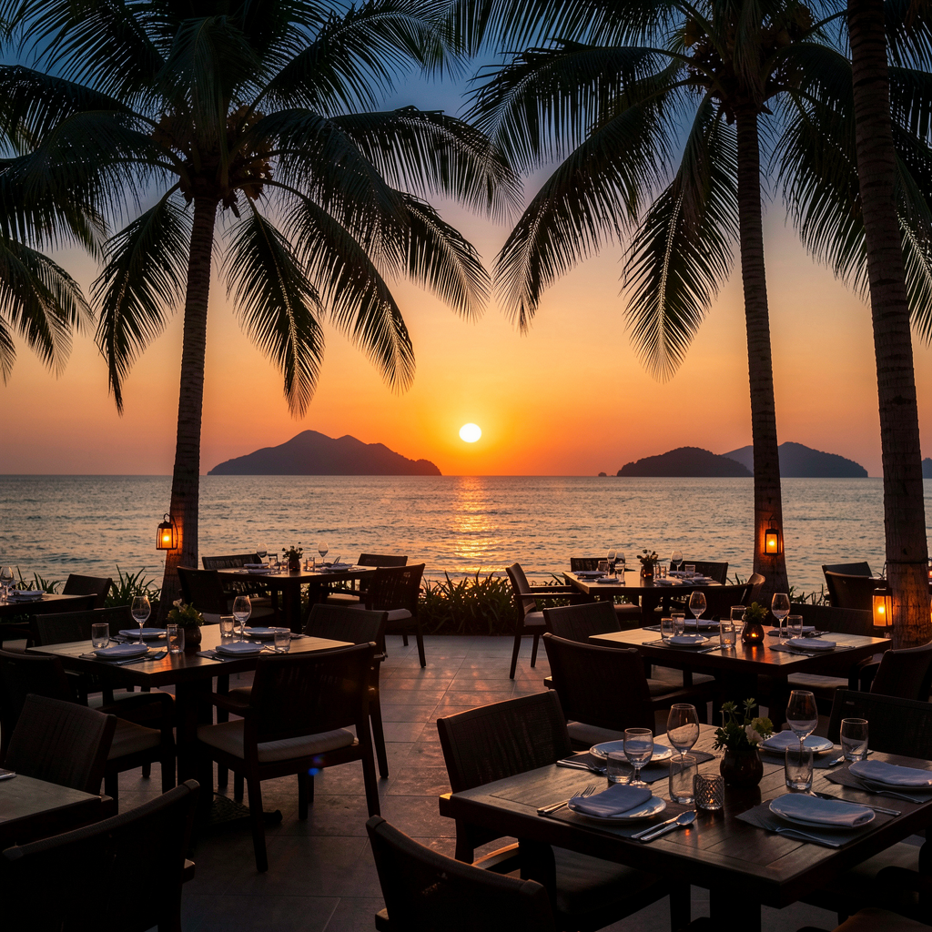 Sunset oceanfront dining