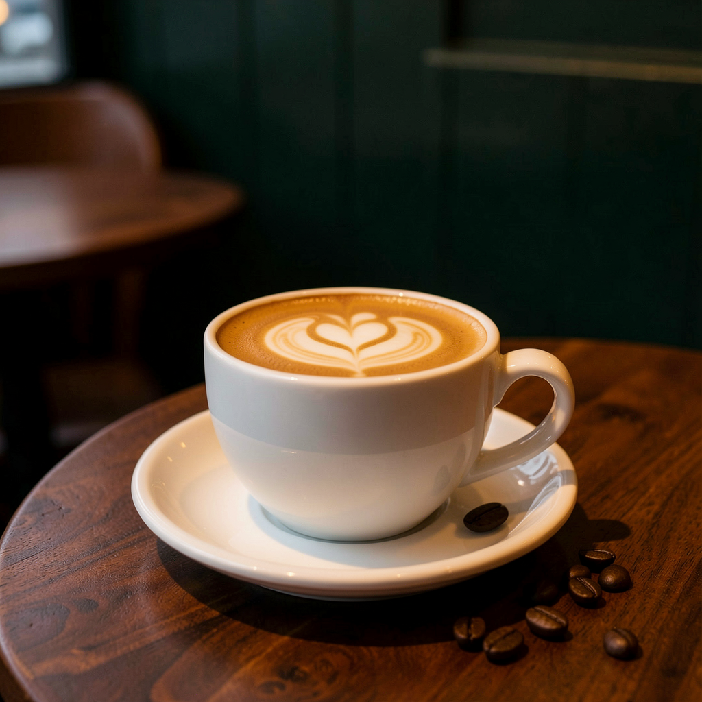 Caffè latte with leaf art