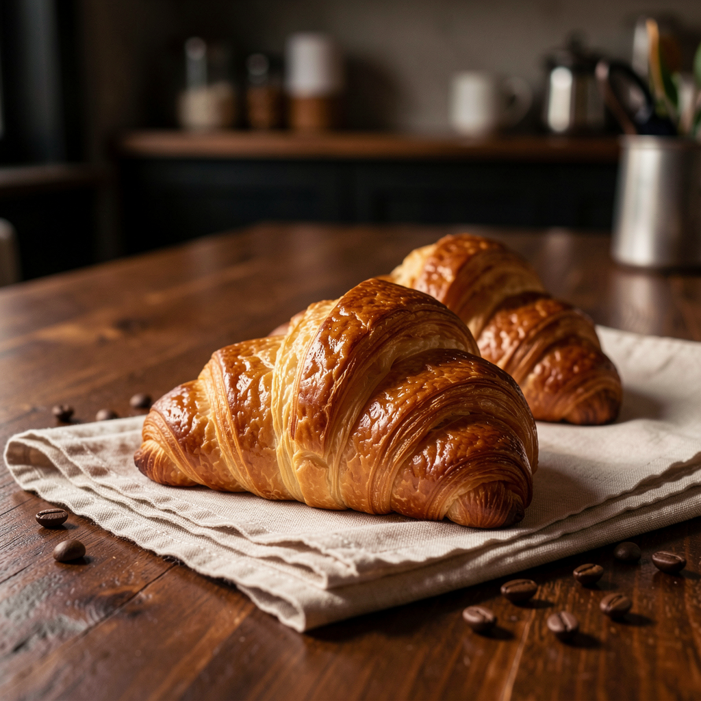 Fresh golden croissants