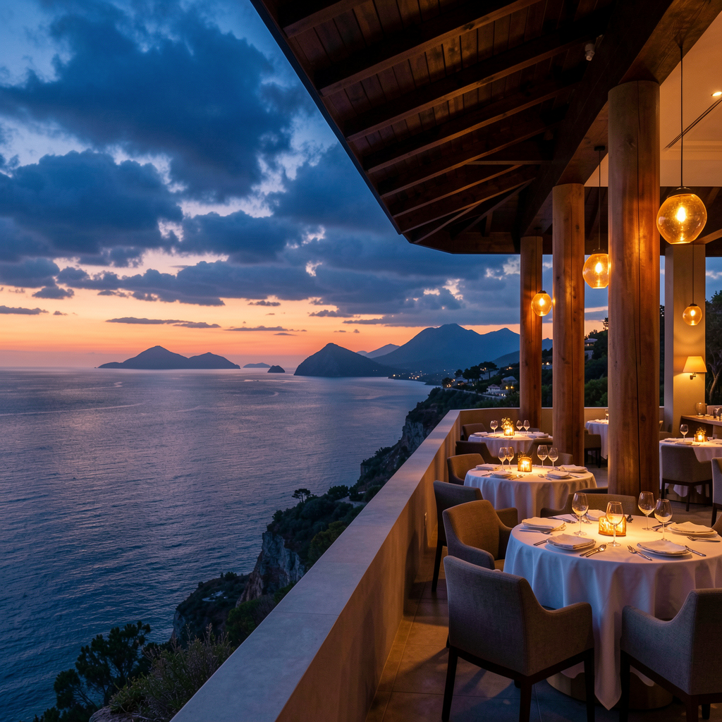 Evening resort terrace