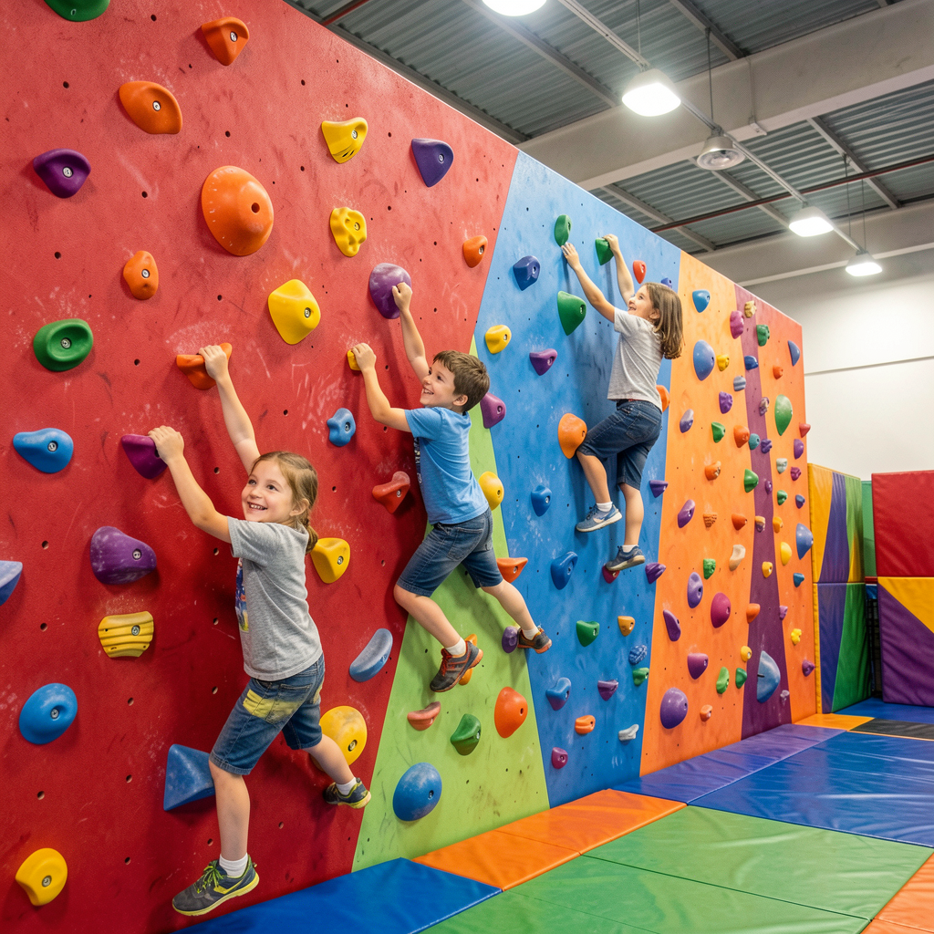 Children climbing wall