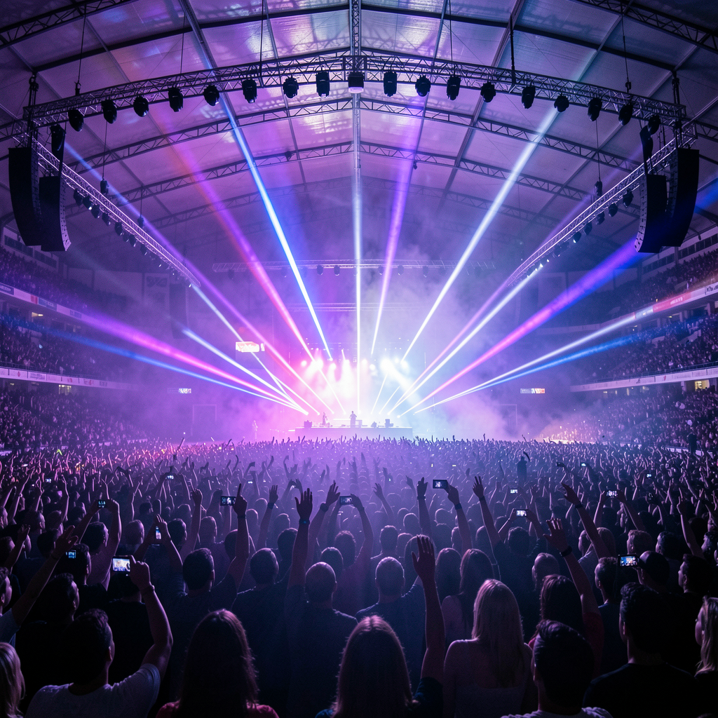 Wide view of the concert stage