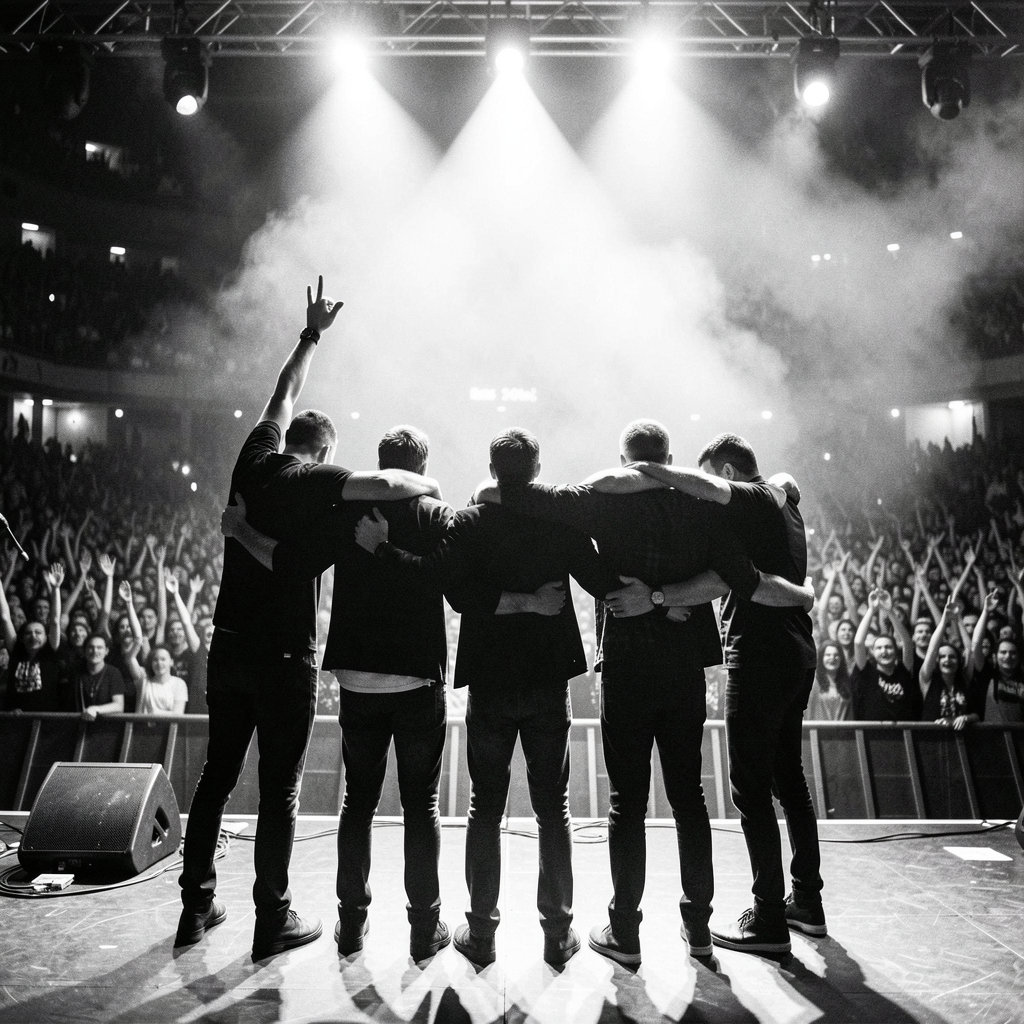 Band members facing their audience