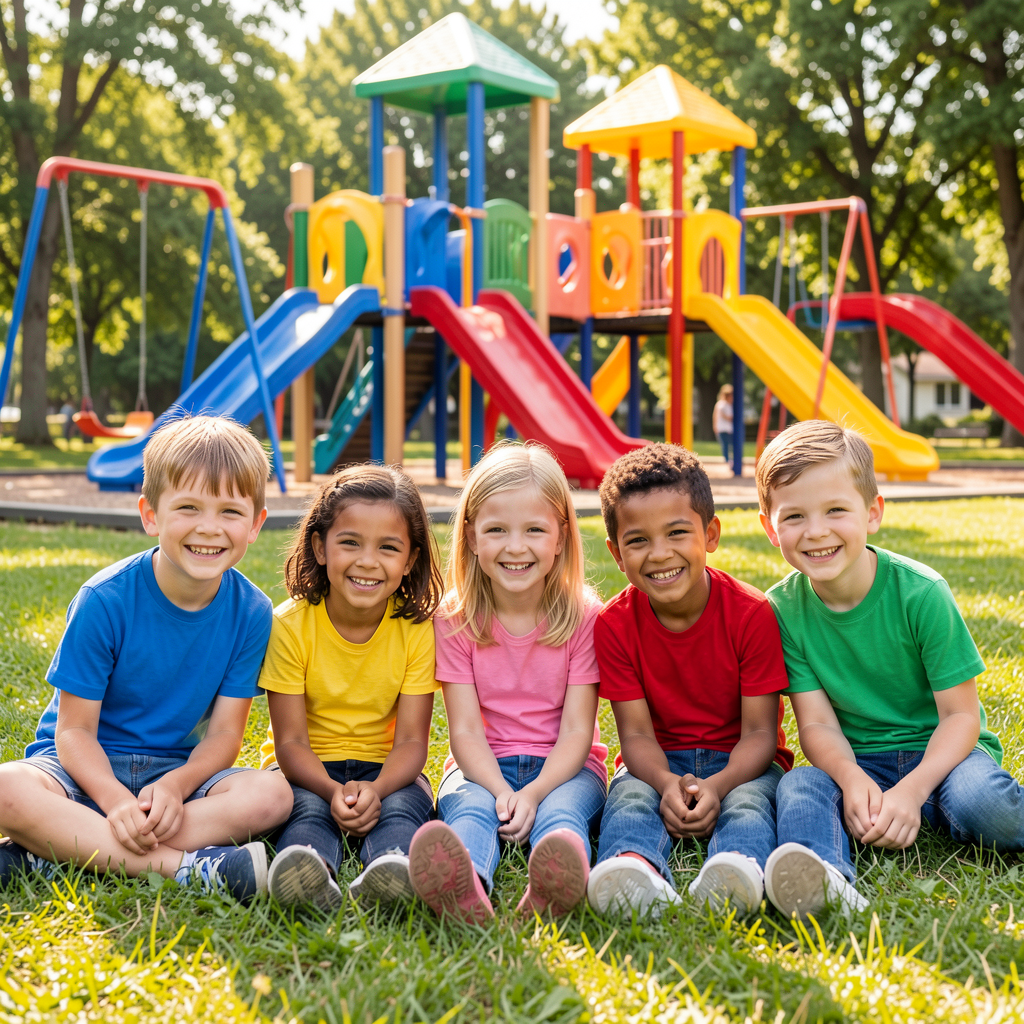 School group at playground