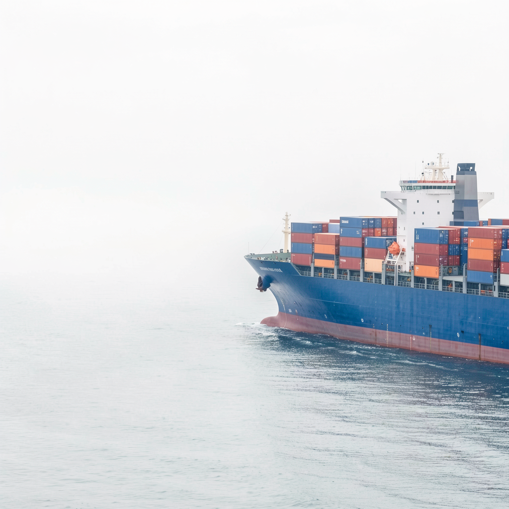 Container ship transporting global cargo