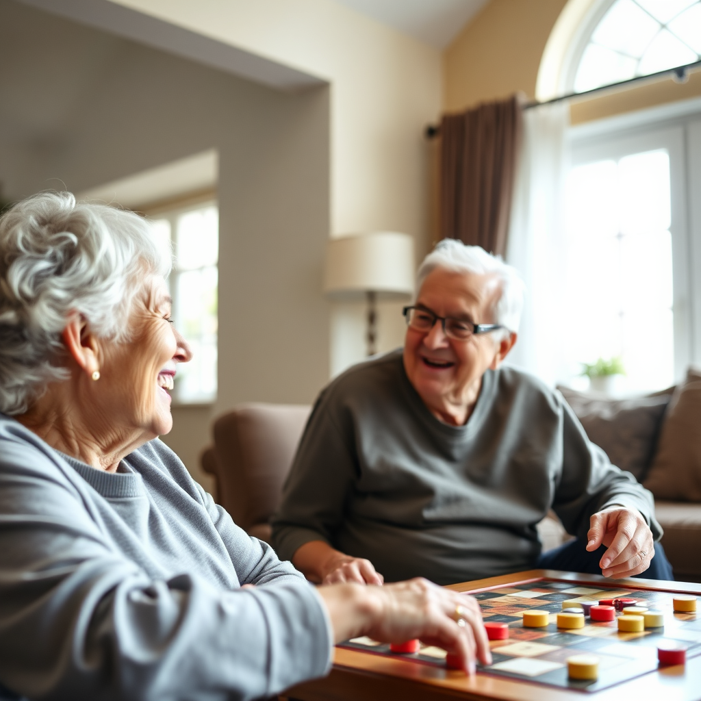Two people playing a game, helping with Companionship and engagement 