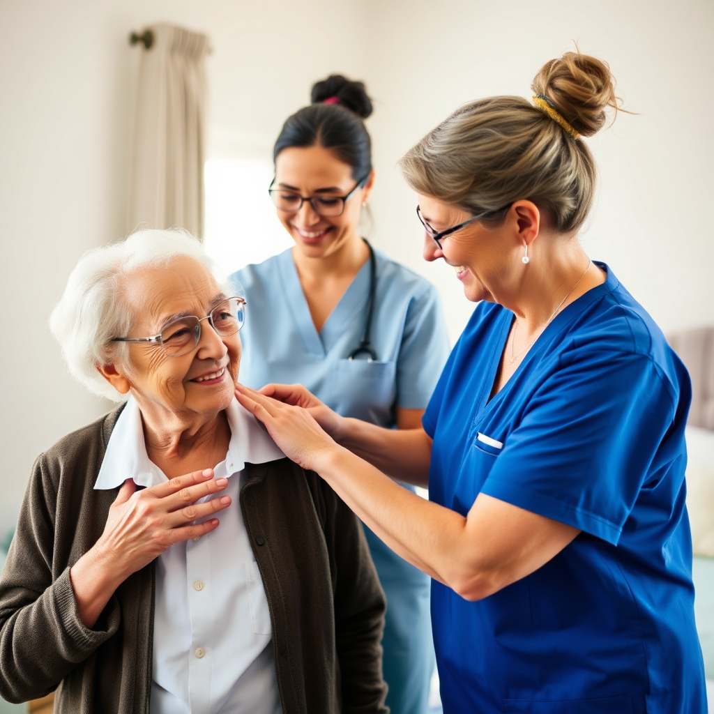 Two carers helping with Daily living 