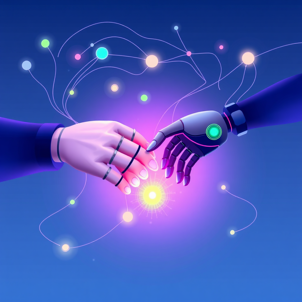 Abstract illustration of digital partnership and innovation