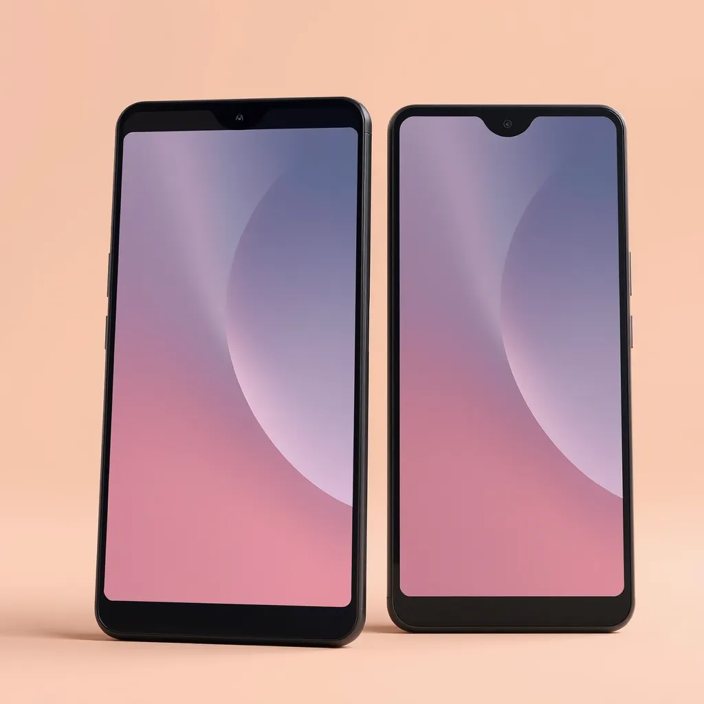 A side-by-side comparison of the Motorola Razr 2024's folded screen and its unfolded screen, highlighting the subtle crease in the middle. The phone should be positioned in a way that emphasizes the smoothness of the folding mechanism. The background should be a neutral color that complements the phone's design.