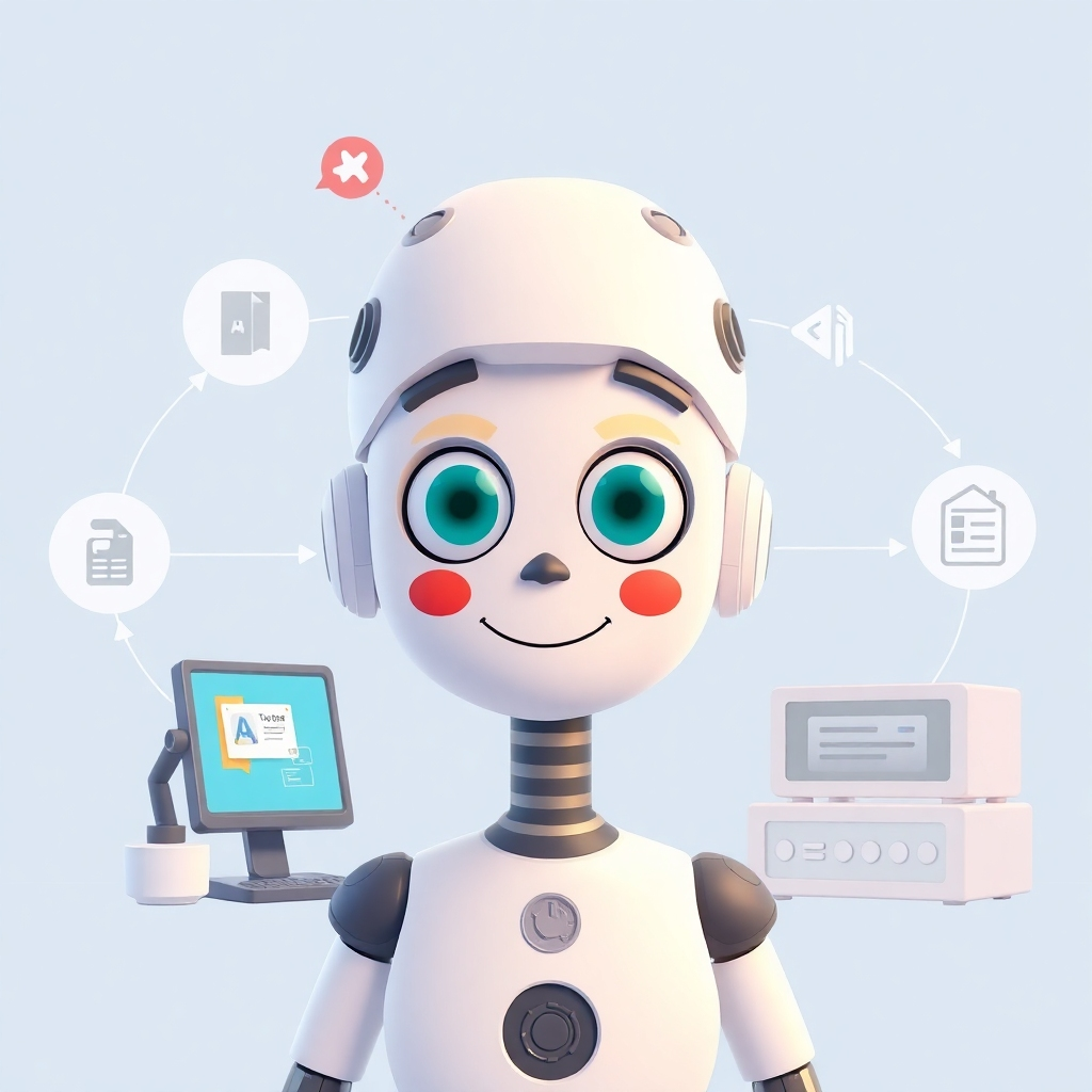 Generate a 4K image visualizing the process of creating custom AI comedy:  show AI tools, software interfaces, and some design concepts being developed into a short animated scene.