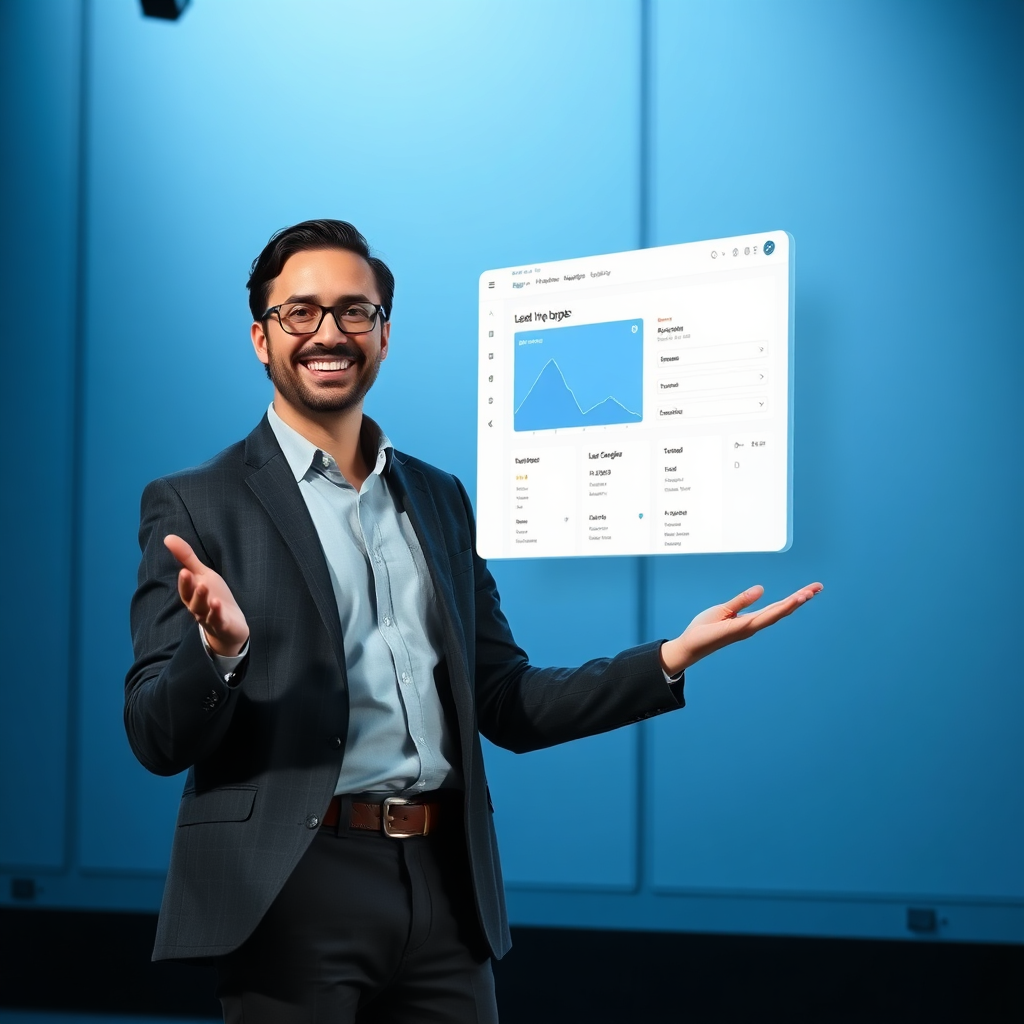 Hero visual: Clicksite AI lead capture widget on stage