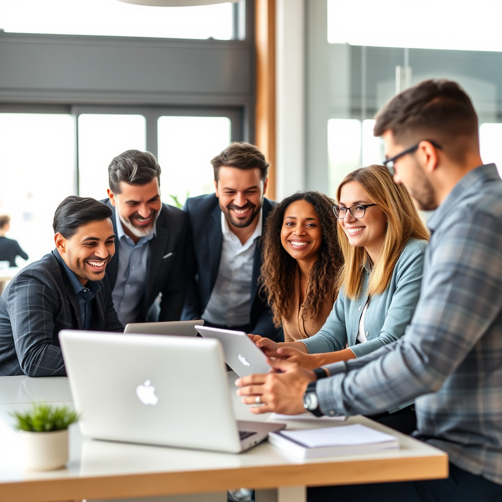 Diverse small business owners collaborating