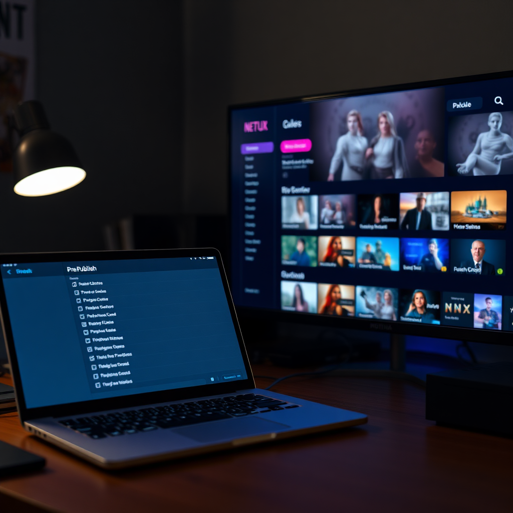 Small UI thumbnail showing a TV preview on the right and publish checklist on the left