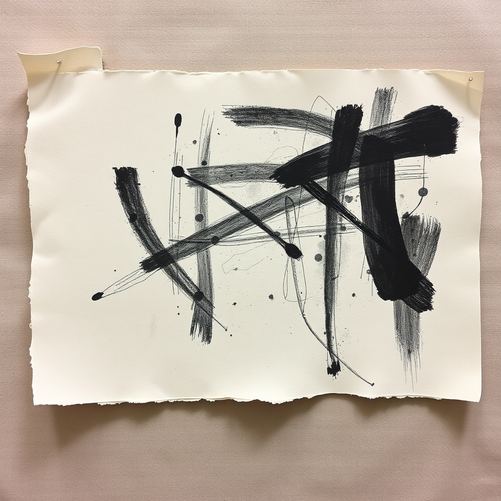 Charcoal sketch on torn paper