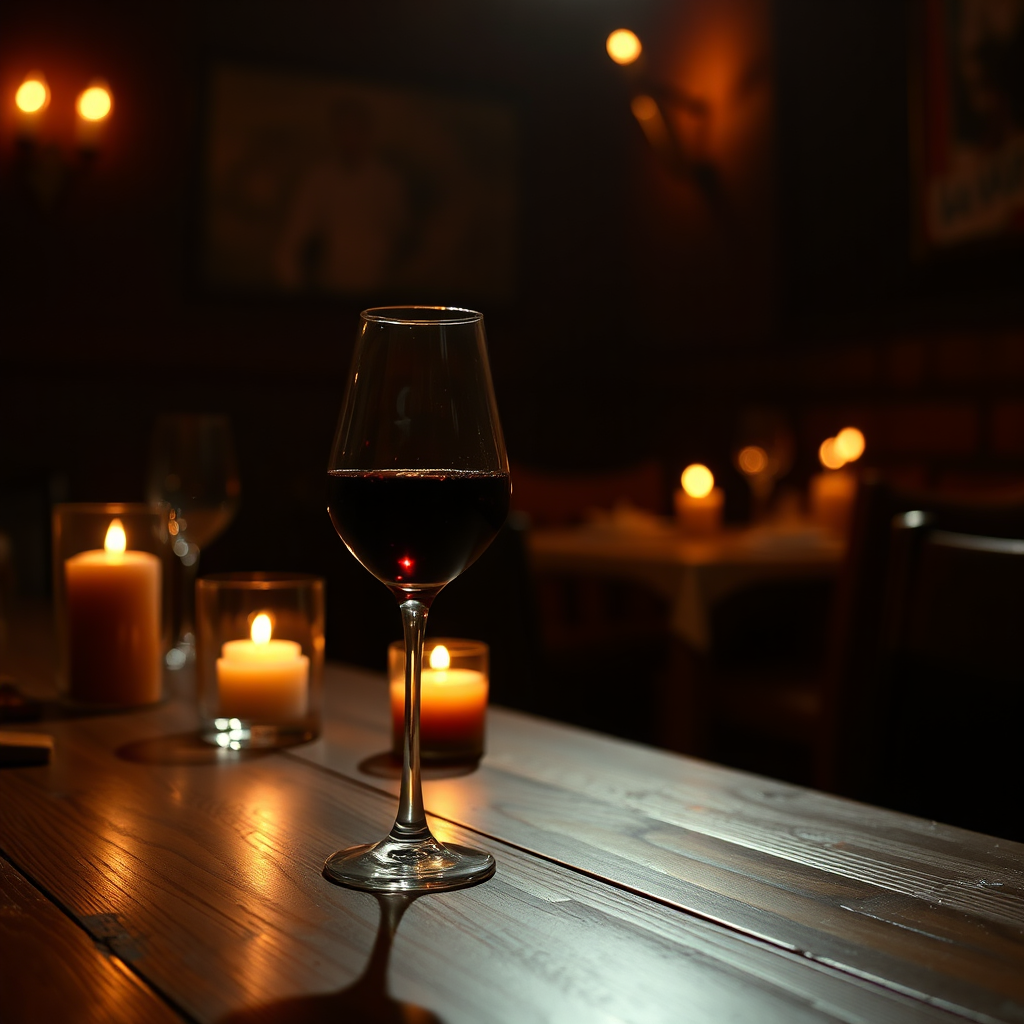 Red wine candlelight