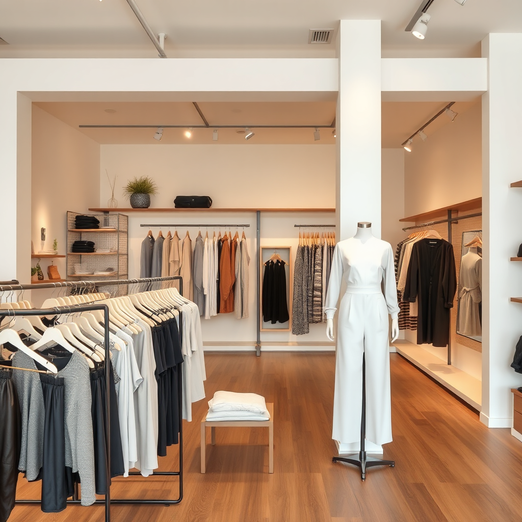 Chic clothing boutique interior