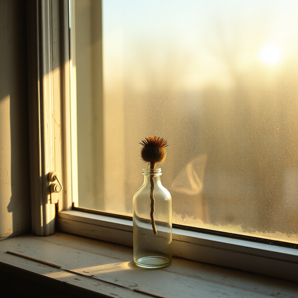 Dried thistle in glass bottle