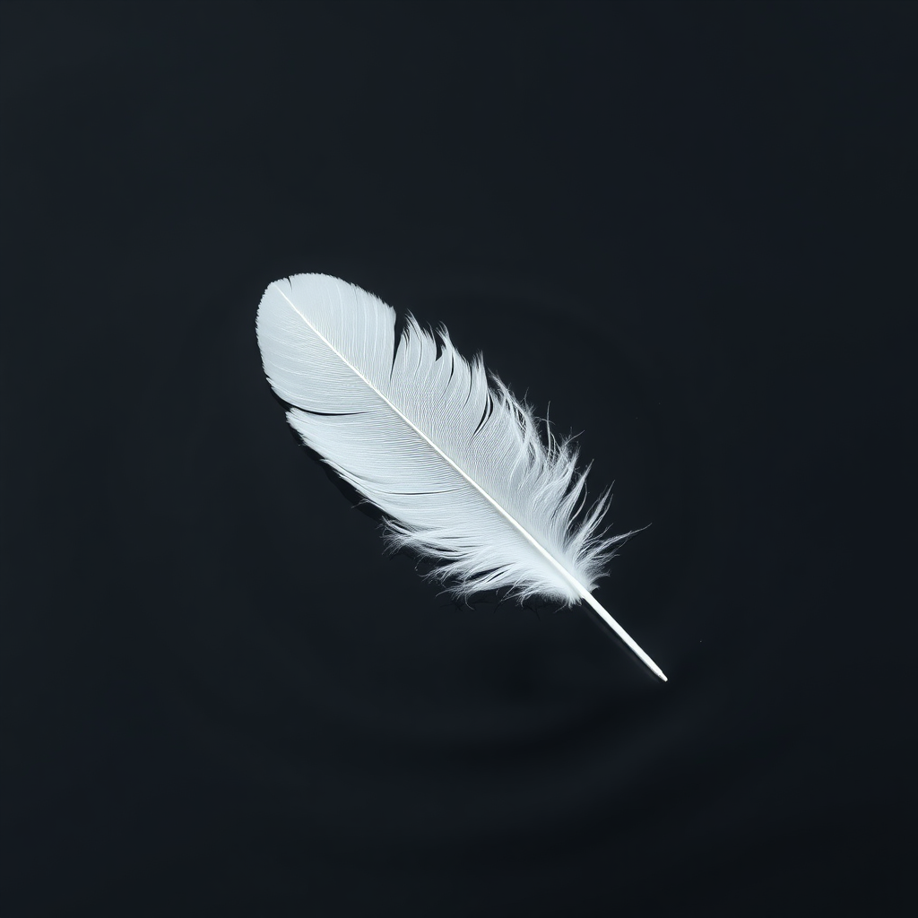 White feather on dark water