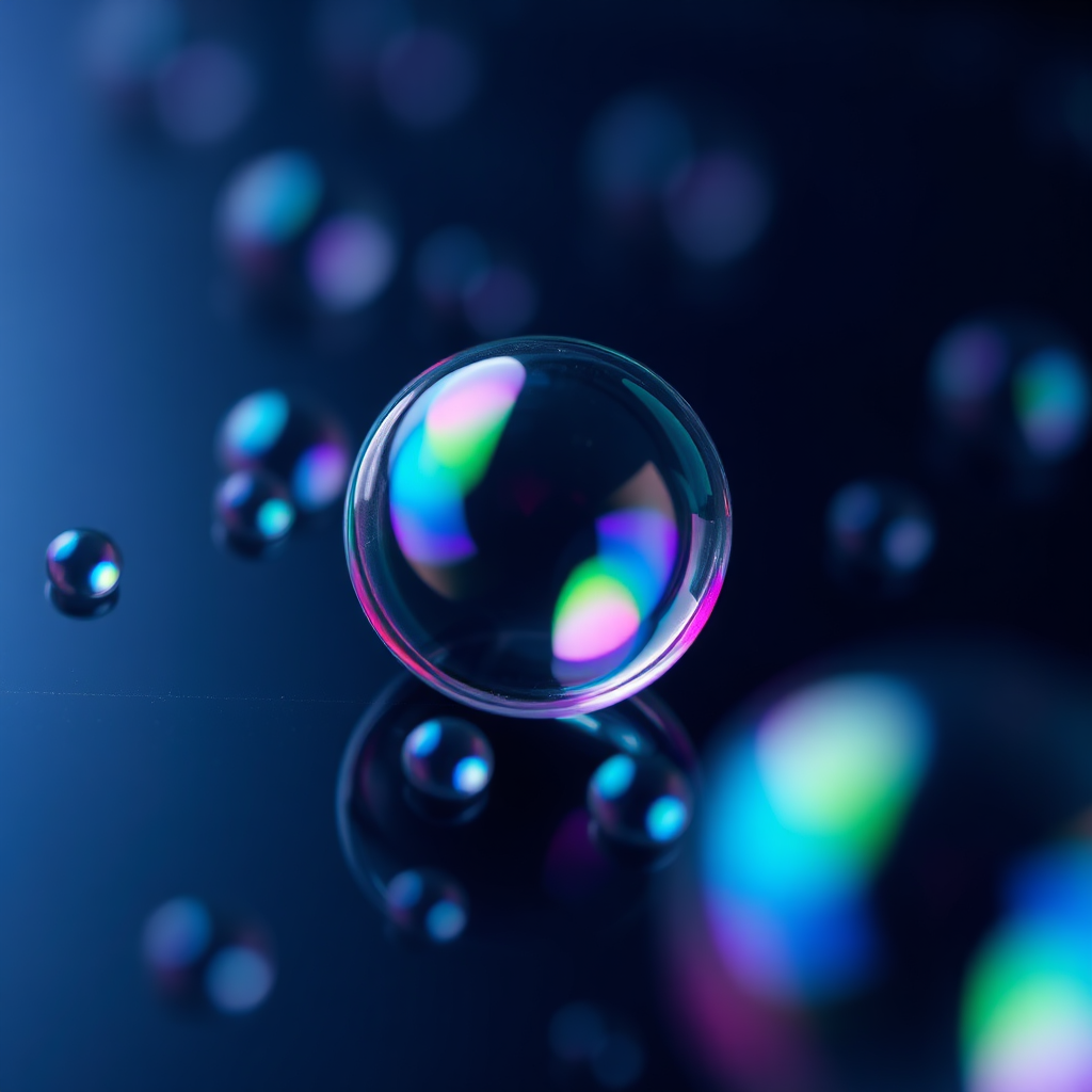 Iridescent soap bubbles macro