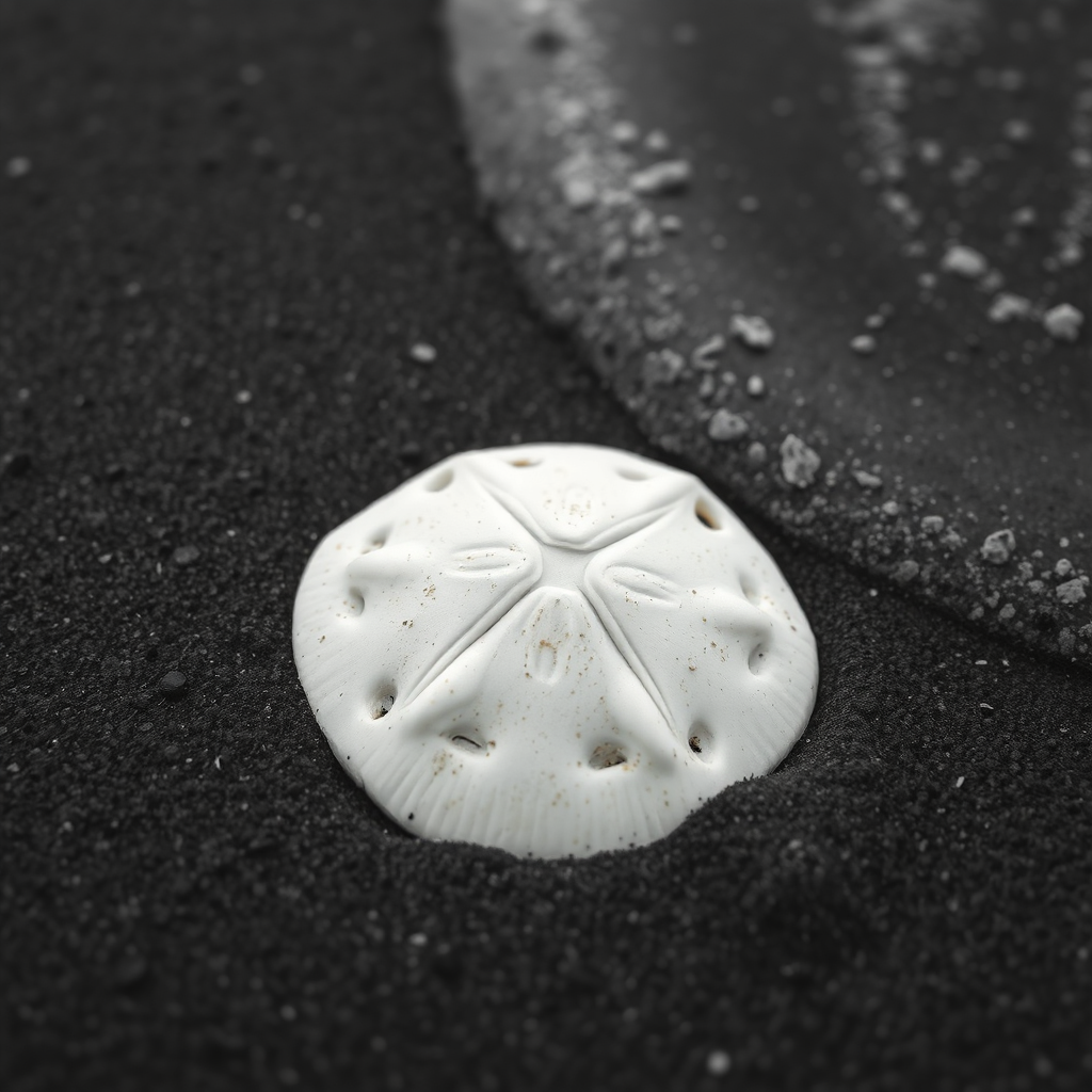 Sand dollar on wet sand