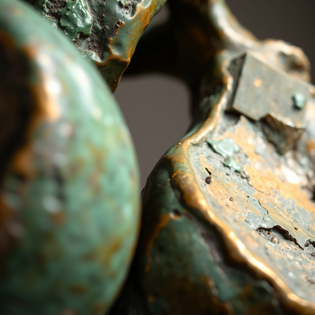 Bronze sculpture fragment with patina