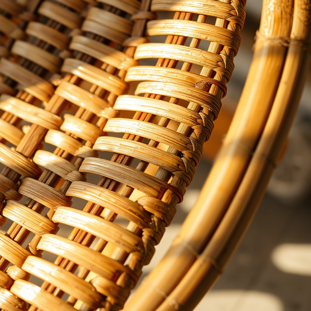 Woven rattan chair seat detail