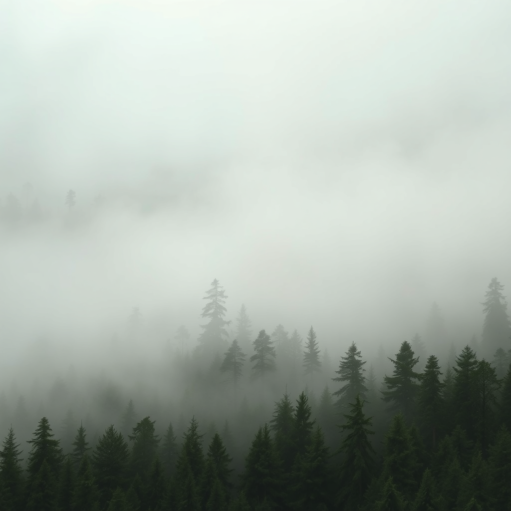 Foggy pine forest