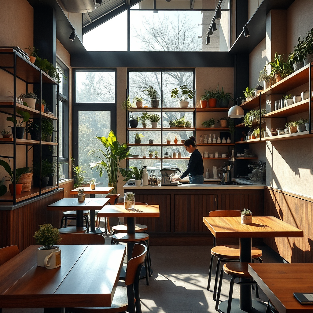 Bright and cozy café interior