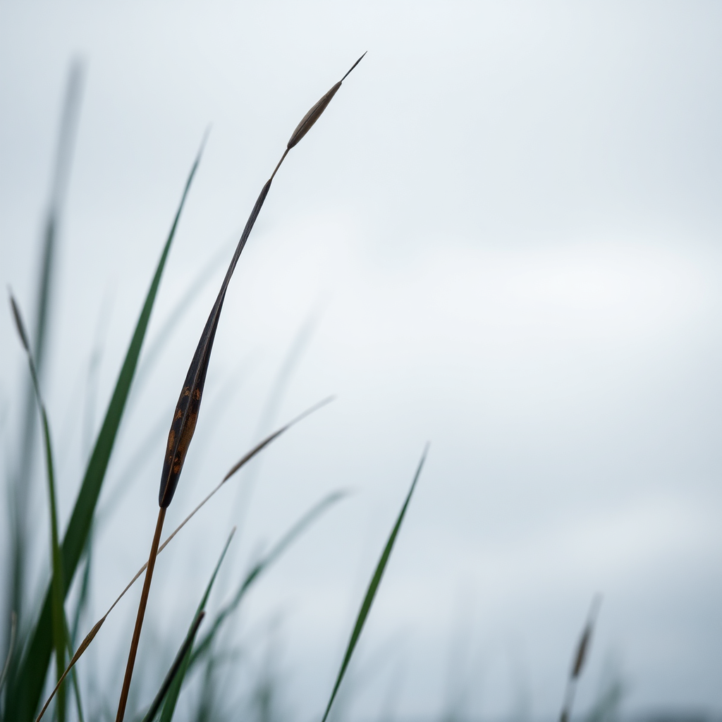 Rusty metal blade of grass macro
