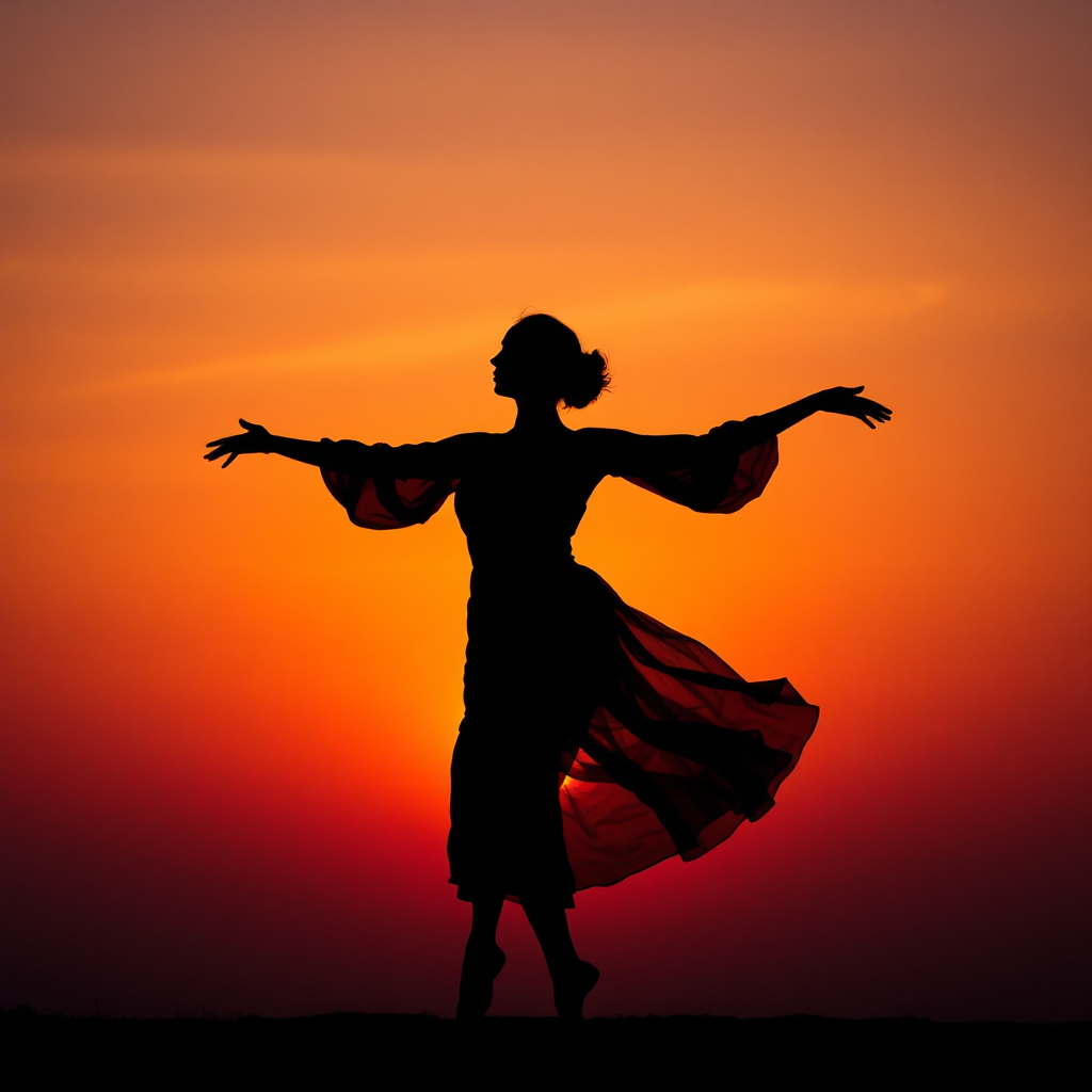 Dancer silhouette at sunset