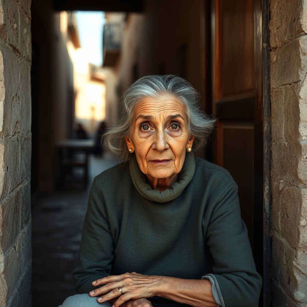 Elderly woman in doorway