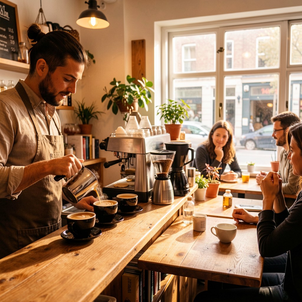 Hero image showcasing a welcoming neighborhood café interior