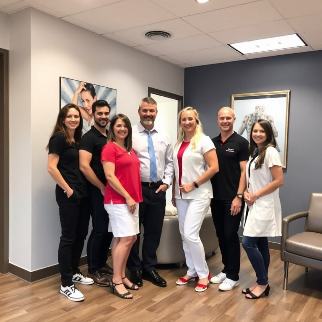 Care team photo of chiropractors and staff