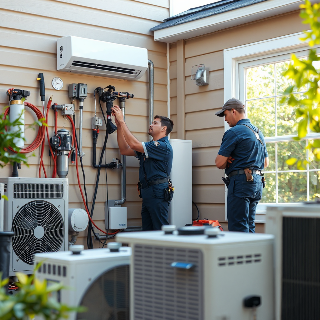 Professional HVAC technicians in action