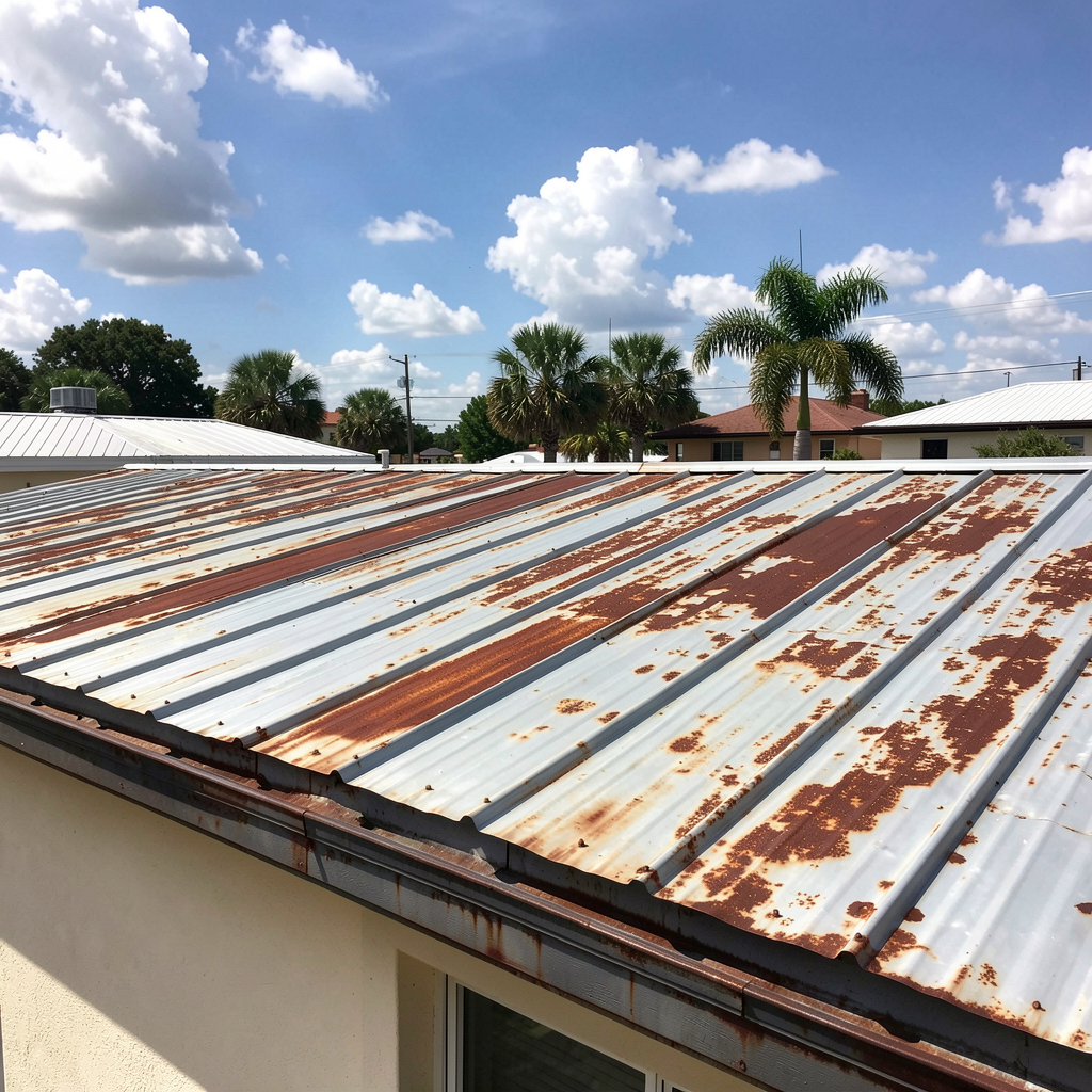 Metal roof before replacement