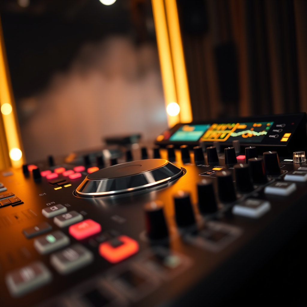 Premium DJ equipment on booth