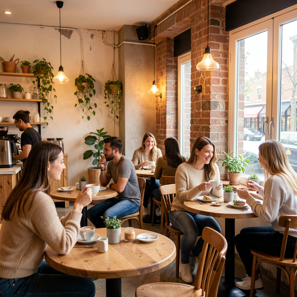 Lifestyle photo of customers enjoying coffee