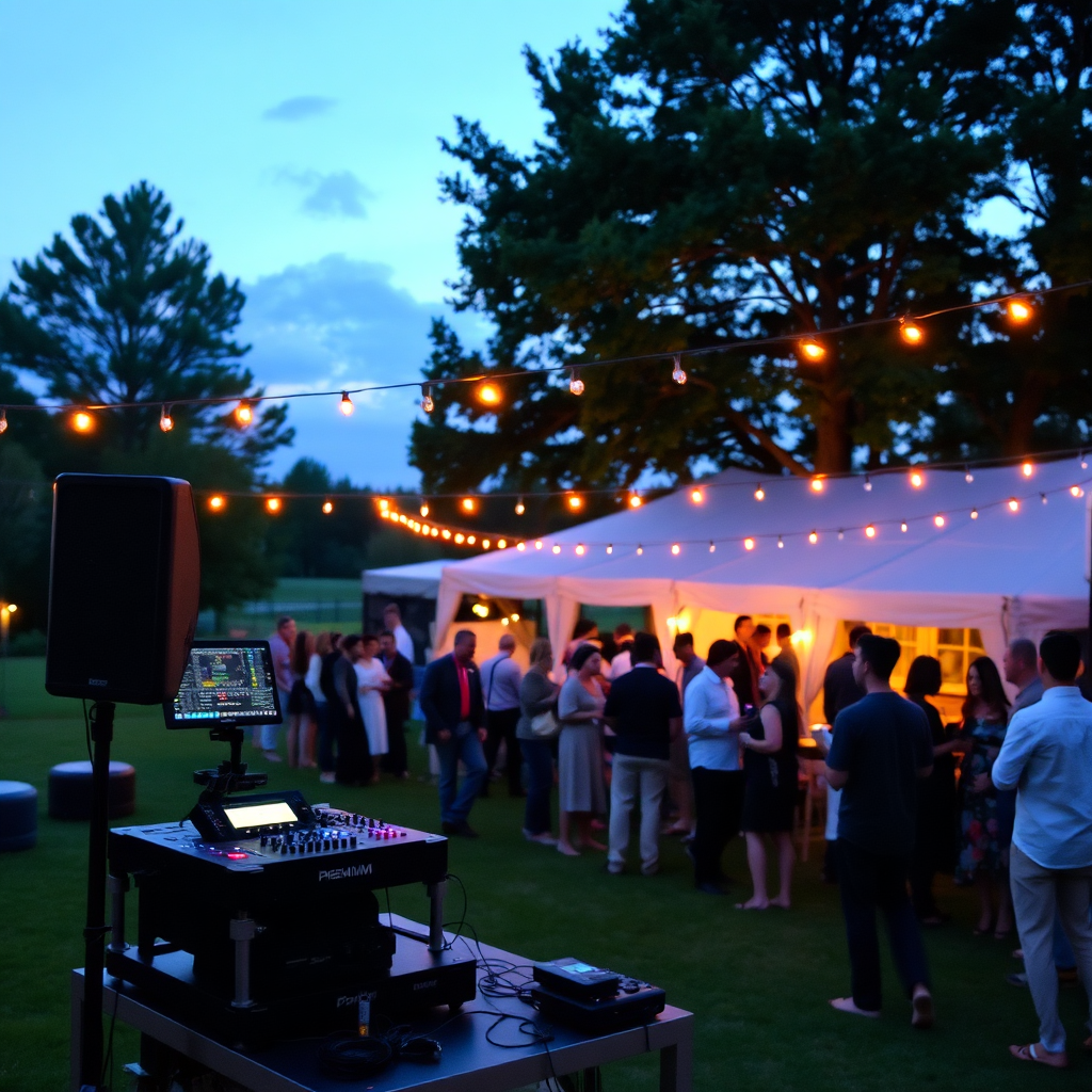 Outdoor evening event with DJ